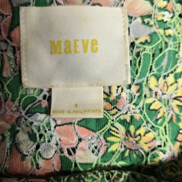 Anthropologie Maeve Green Pink Sequin Lace Lined Mini Dress Size 4 - Picture 4 of 5